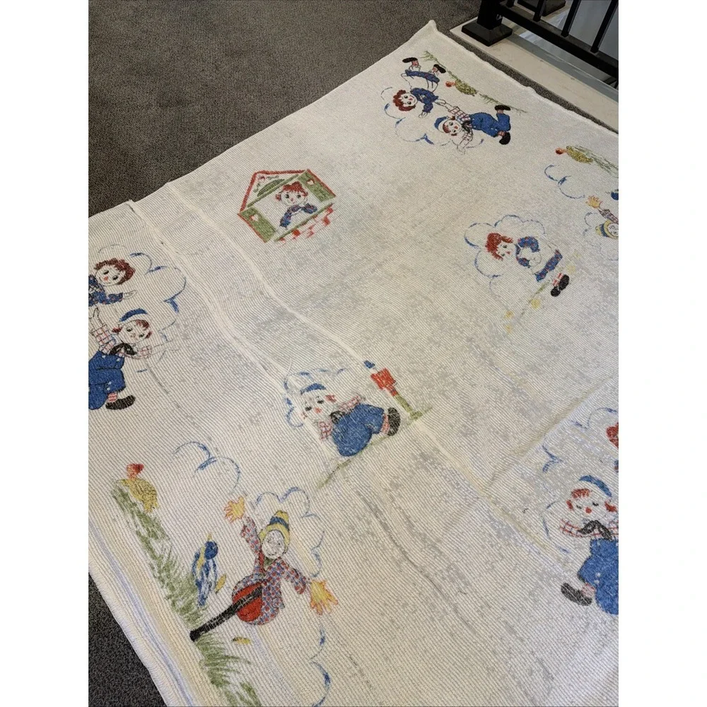 Vintage Raggedy Ann and Andy Chenille Bedspread - Twin Size